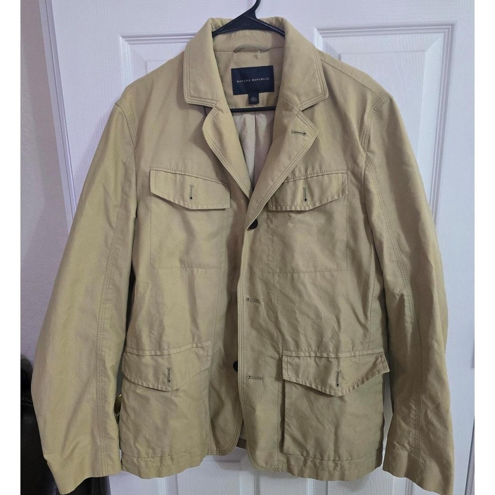 Banana Republic Men's Khaki 60/40 Cotton Nylon Utility Field Jacket Blazer Large